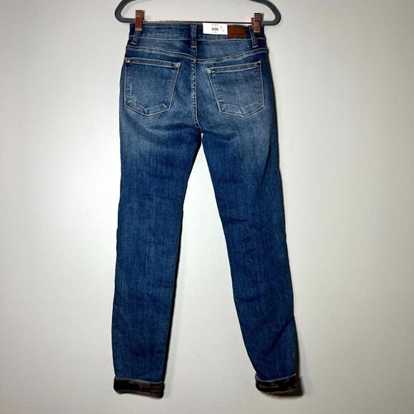 Judy Blue Skinny Fit High Waisted Jeans 3/26 Dark Blue Faded Distressed Stretch - Picture 2 of 10